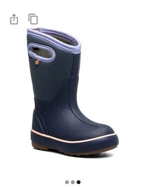 BOGS Children's Navy Waterproof Boots with Lavender Trim